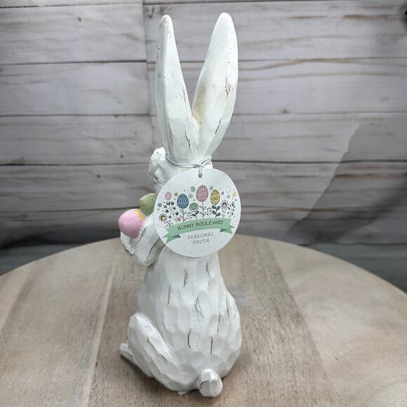 Bunny Boulevard Easter Bunny Rabbit Holding Easter Eggs Resin Figurine Statue - Picture 3 of 11